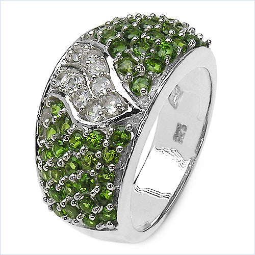 2.44 Carat Genuine Chrome Diopside &amp; White Topaz .925 Sterling Silver Ring by Bids.com