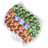 4.18 Carat Genuine Multi Stones .925 Sterling Silver Ring  DestGlow