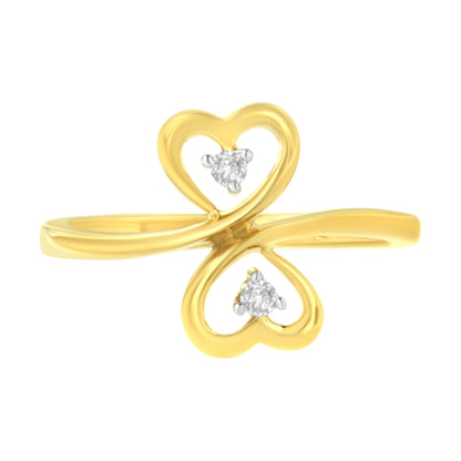 14KT Yellow Gold 1/20 ctw. Dual Heart Diamond Ring (K-L, I1-I2) - Size 7 by Bids.com