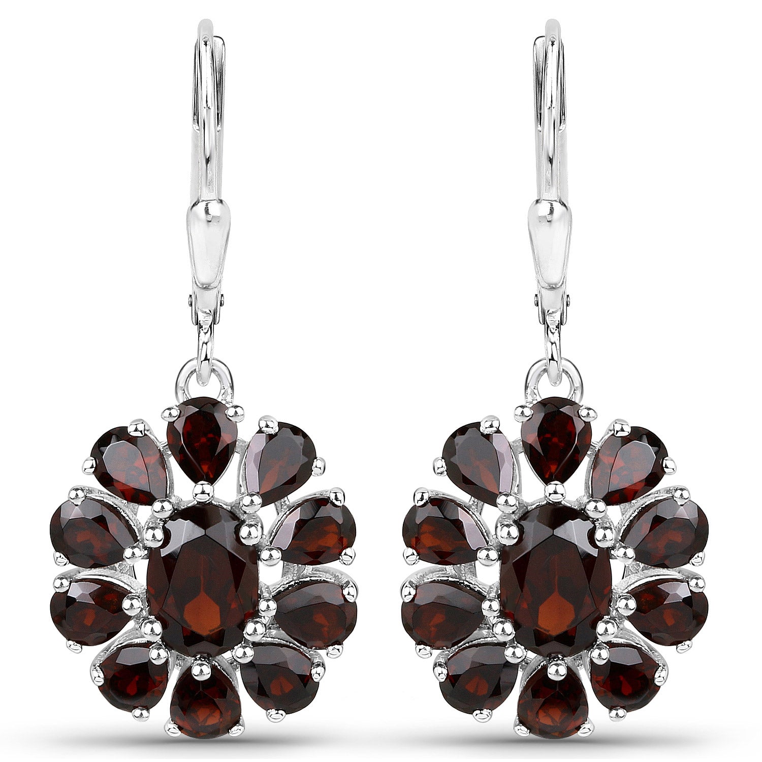 13.82 Carat Genuine Garnet and White Topaz .925 Sterling Silver 3 Piece Jewelry Set (Ring, Earrings, and Pendant w/ Chain) by Bids.com