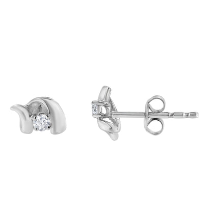 .925 Sterling Silver Round Cut Diamond Fashion Stud Earrings (0.10 cttw, I-J Color, I2-I3 Clarity) by Bids.com