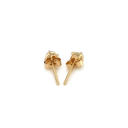 14k Yellow Gold Stud Earrings with White Hue Faceted Cubic Zirconia by Bids.com