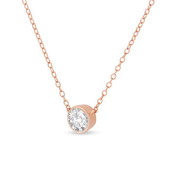.925 Sterling Silver 1/2 Cttw Diamond Bezel 18" Pendant Necklace (I-J Color, I2-I3 Clarity) by Bids.com