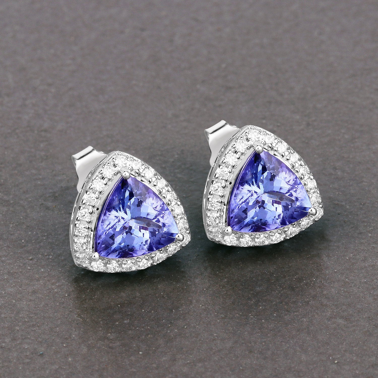 3.82 Carat Genuine Tanzanite and White Diamond 14K White Gold Earrings by Bids.com