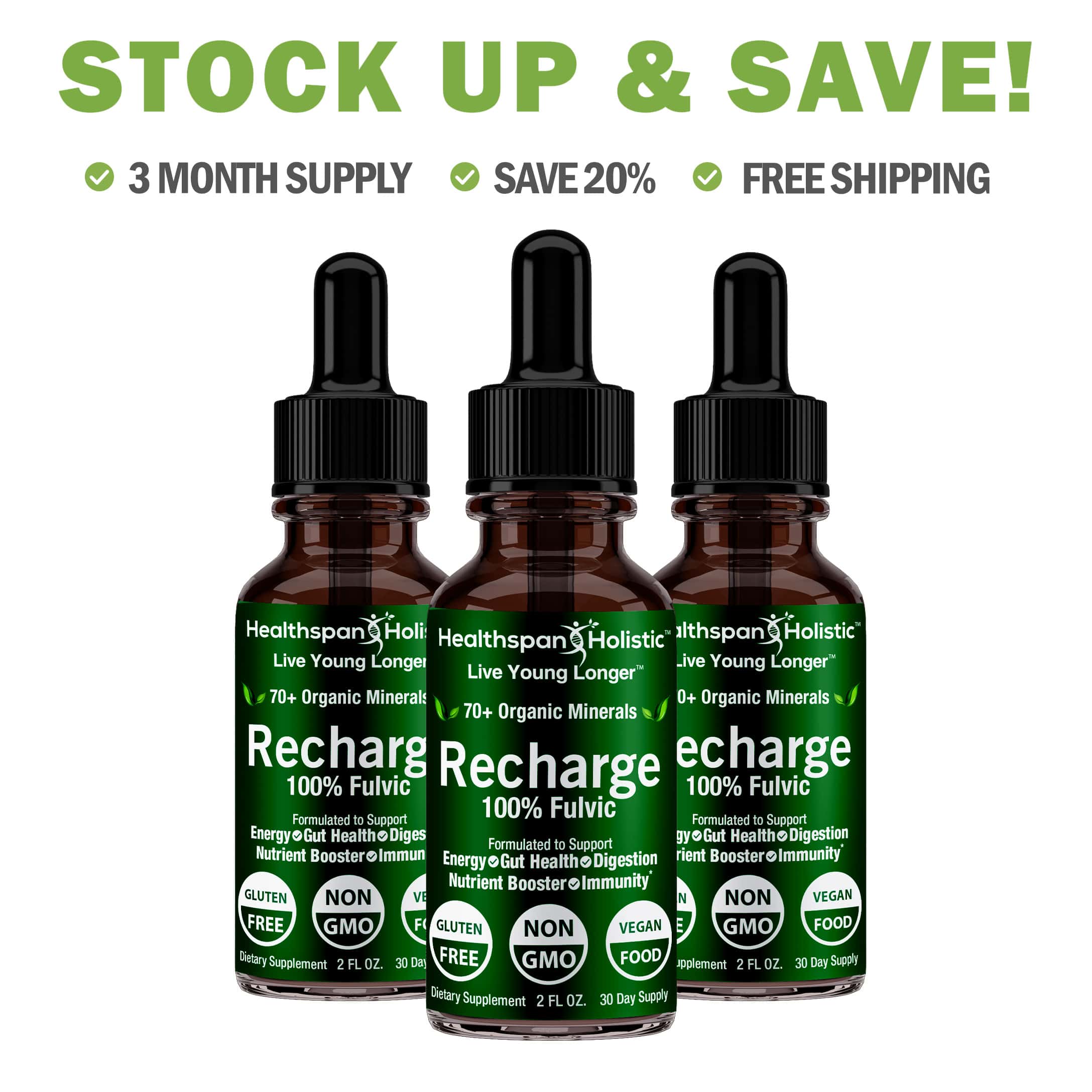 2oz Recharge 100% Fulvic Minerals Concentrate