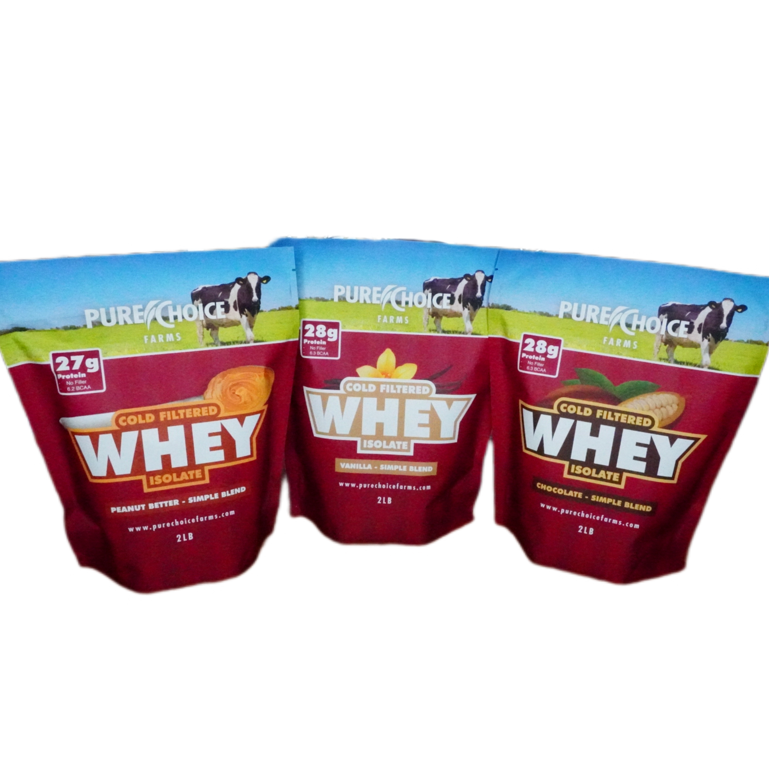 3 Flavor Whey Protein Isolate Combos by Pure Choice Farms