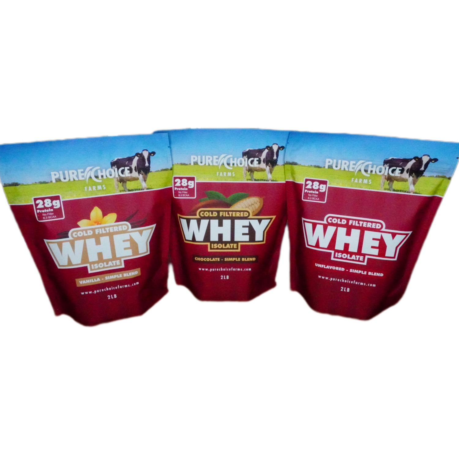 3 Flavor Whey Protein Isolate Combos by Pure Choice Farms