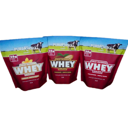 3 Flavor Whey Protein Isolate Combos by Pure Choice Farms