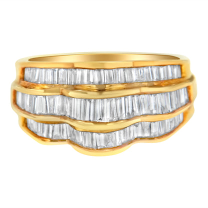 14KT Yellow Gold Diamond Multi-Row Band Ring (1 1/4 cttw, H-I Color, SI1-SI2 Clarity) by Bids.com
