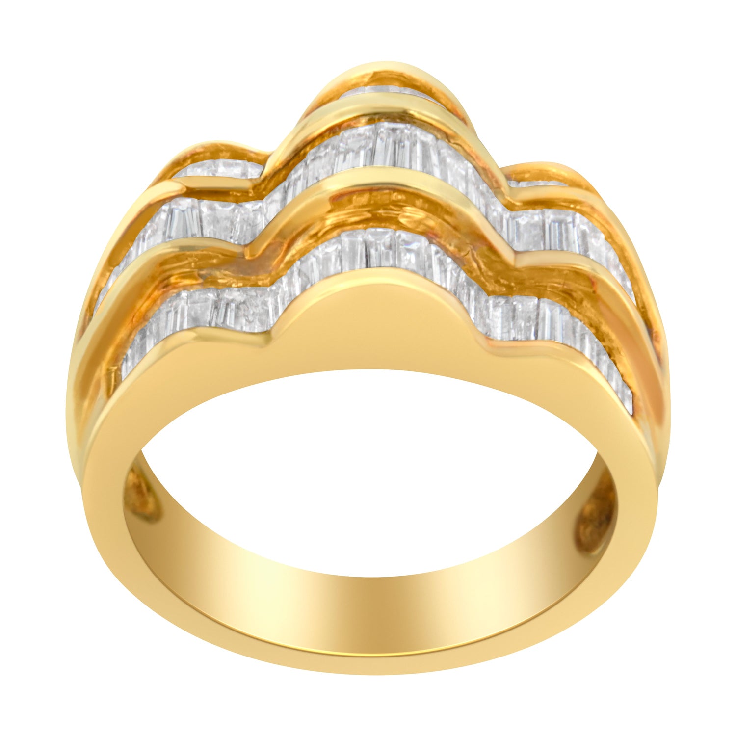 14KT Yellow Gold Diamond Multi-Row Band Ring (1 1/4 cttw, H-I Color, SI1-SI2 Clarity) by Bids.com