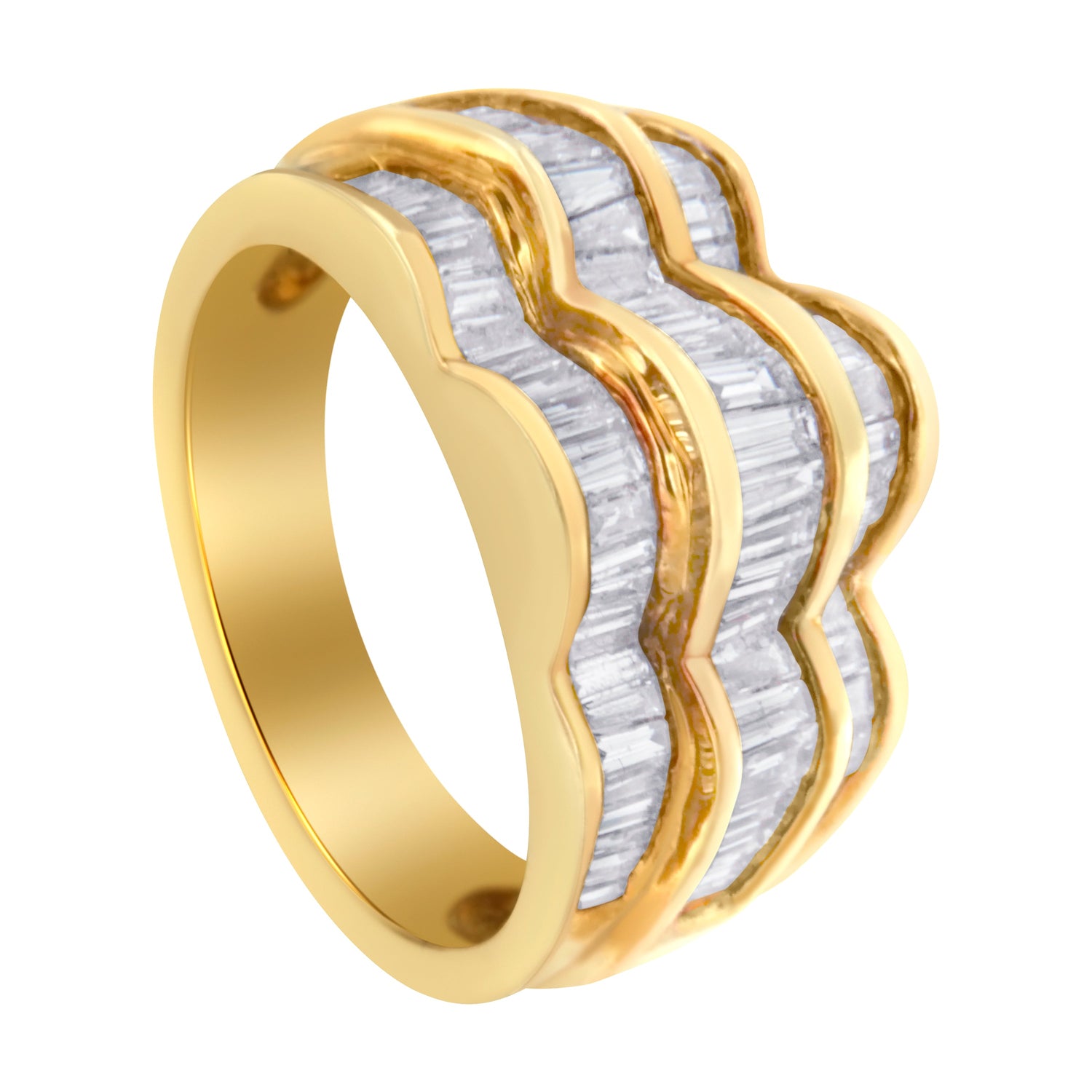 14KT Yellow Gold Diamond Multi-Row Band Ring (1 1/4 cttw, H-I Color, SI1-SI2 Clarity) by Bids.com