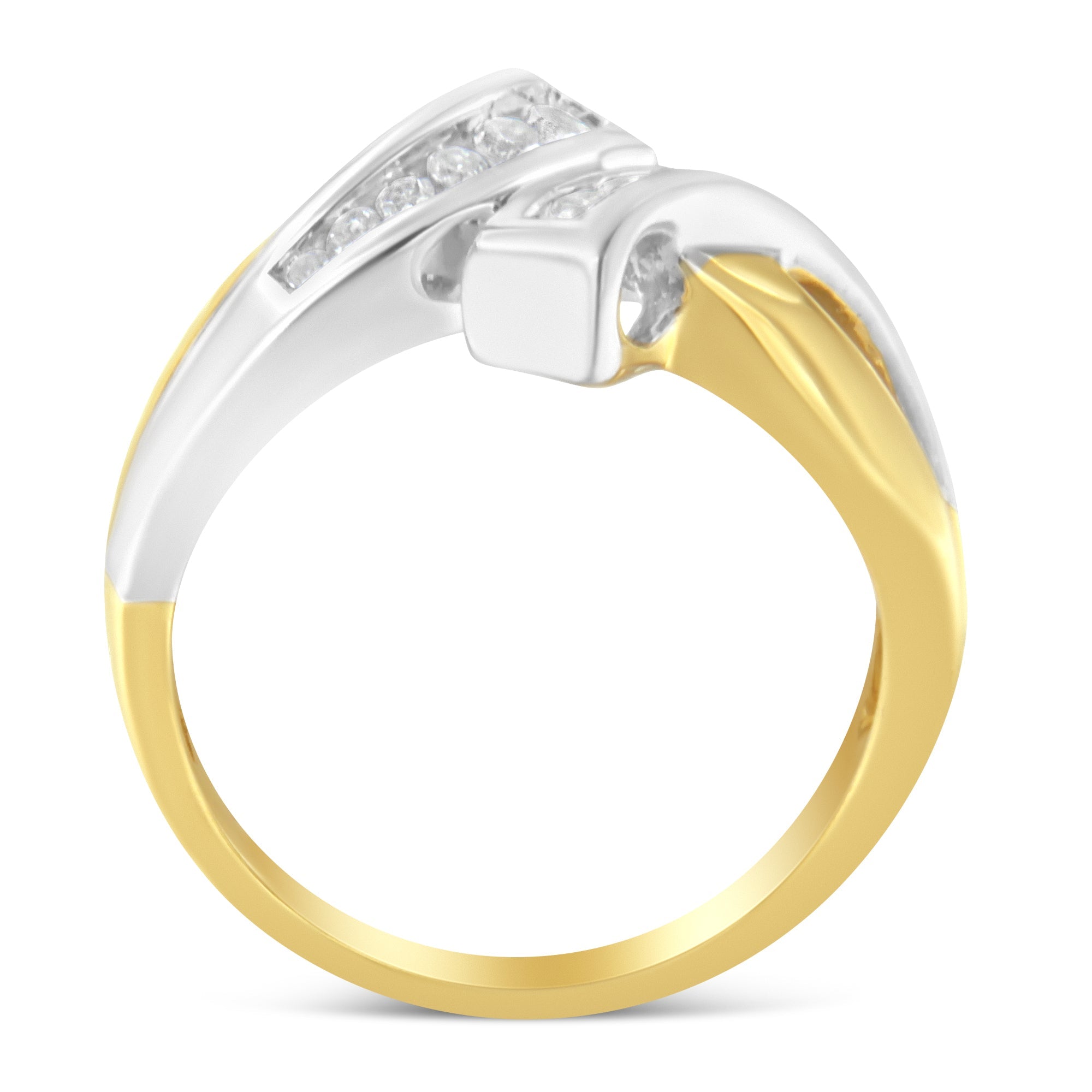 10K Two Toned Channel-Set Diamond Bypass Ring (1/4 cttw, I-J Color, I2 Clarity) by Bids.com