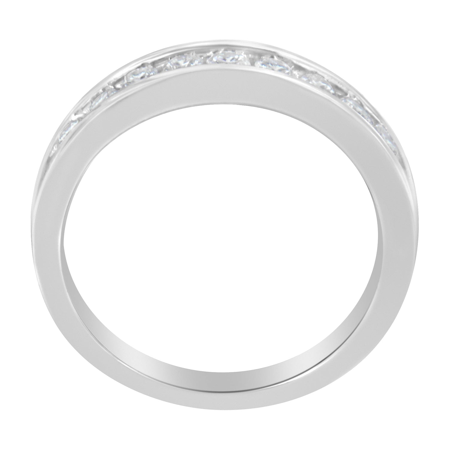 18K White Gold Round Diamond 1/2 Cttw Channel Band Ring by Bids.com