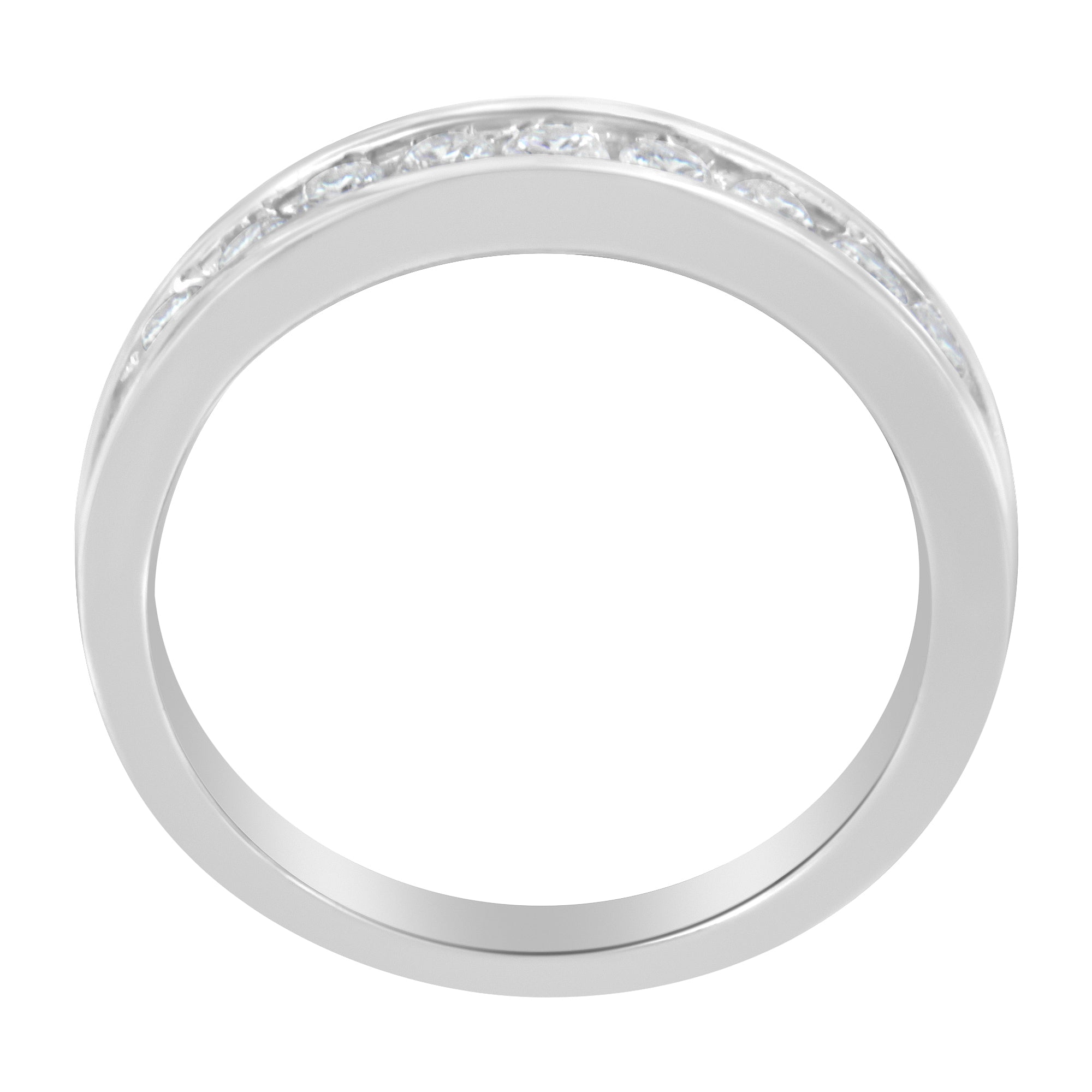 18K White Gold Round Diamond 1/2 Cttw Channel Band Ring by Bids.com