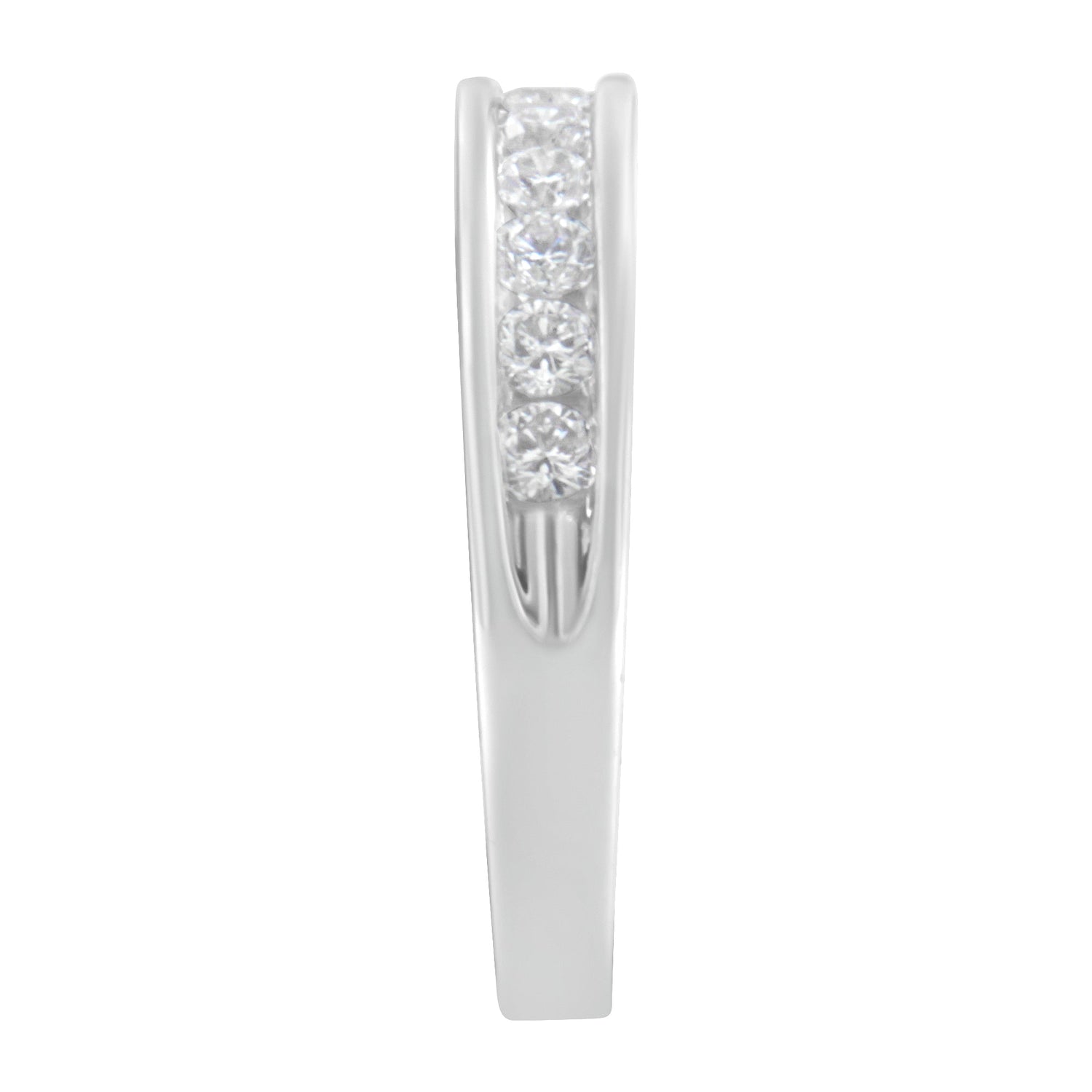 18K White Gold Round Diamond 1/2 Cttw Channel Band Ring by Bids.com