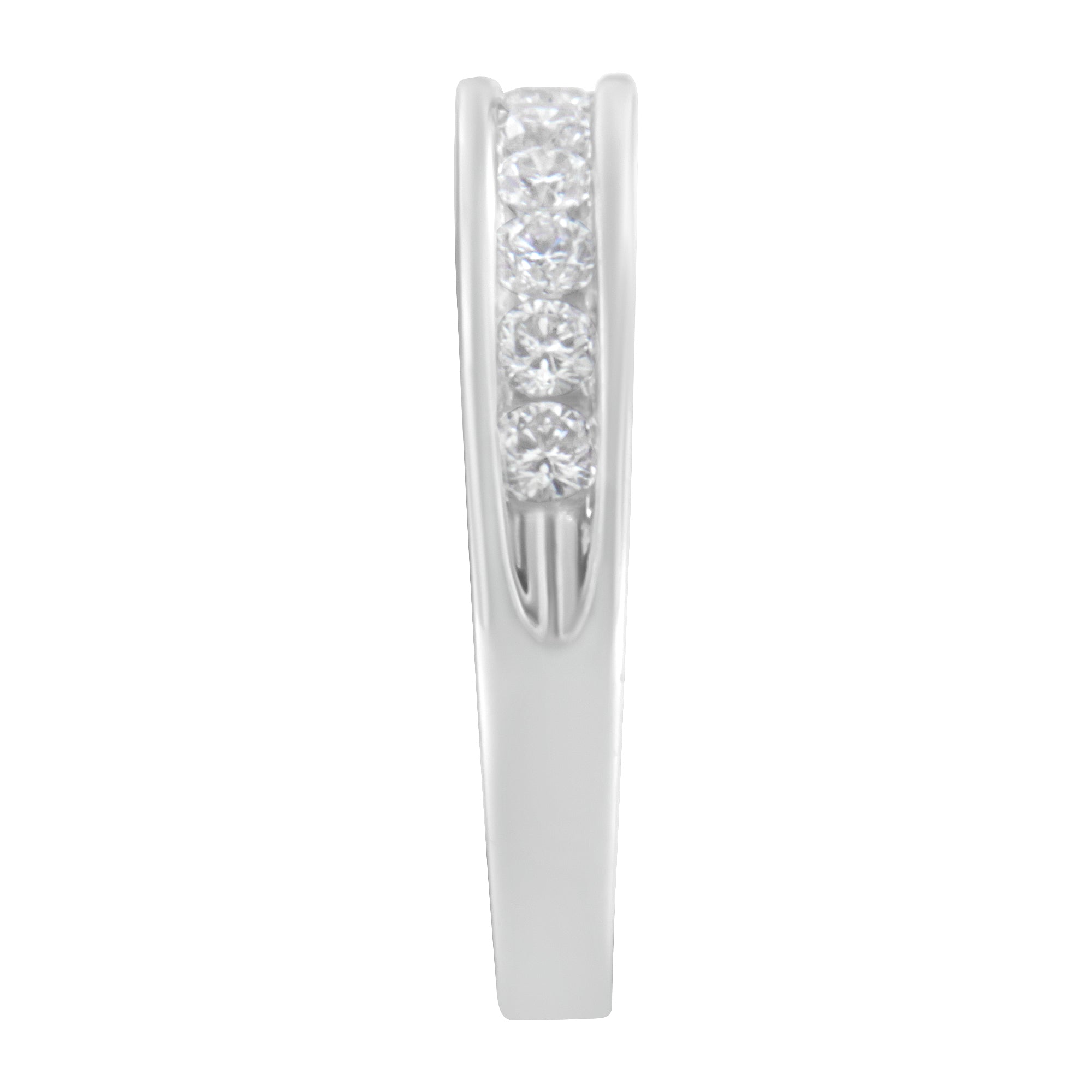 18K White Gold Round Diamond 1/2 Cttw Channel Band Ring by Bids.com