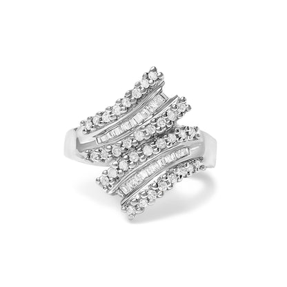 10K White Gold 1/2 Cttw Diamond Bypass Cocktail Ring  DestGlow