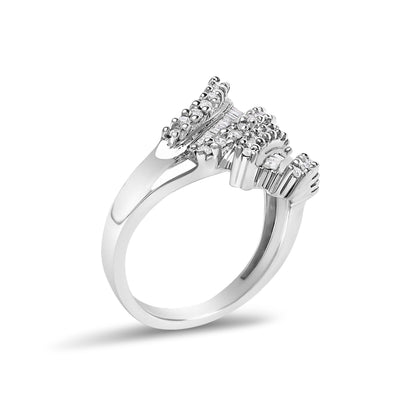 10K White Gold 1/2 Cttw Diamond Bypass Cocktail Ring  DestGlow