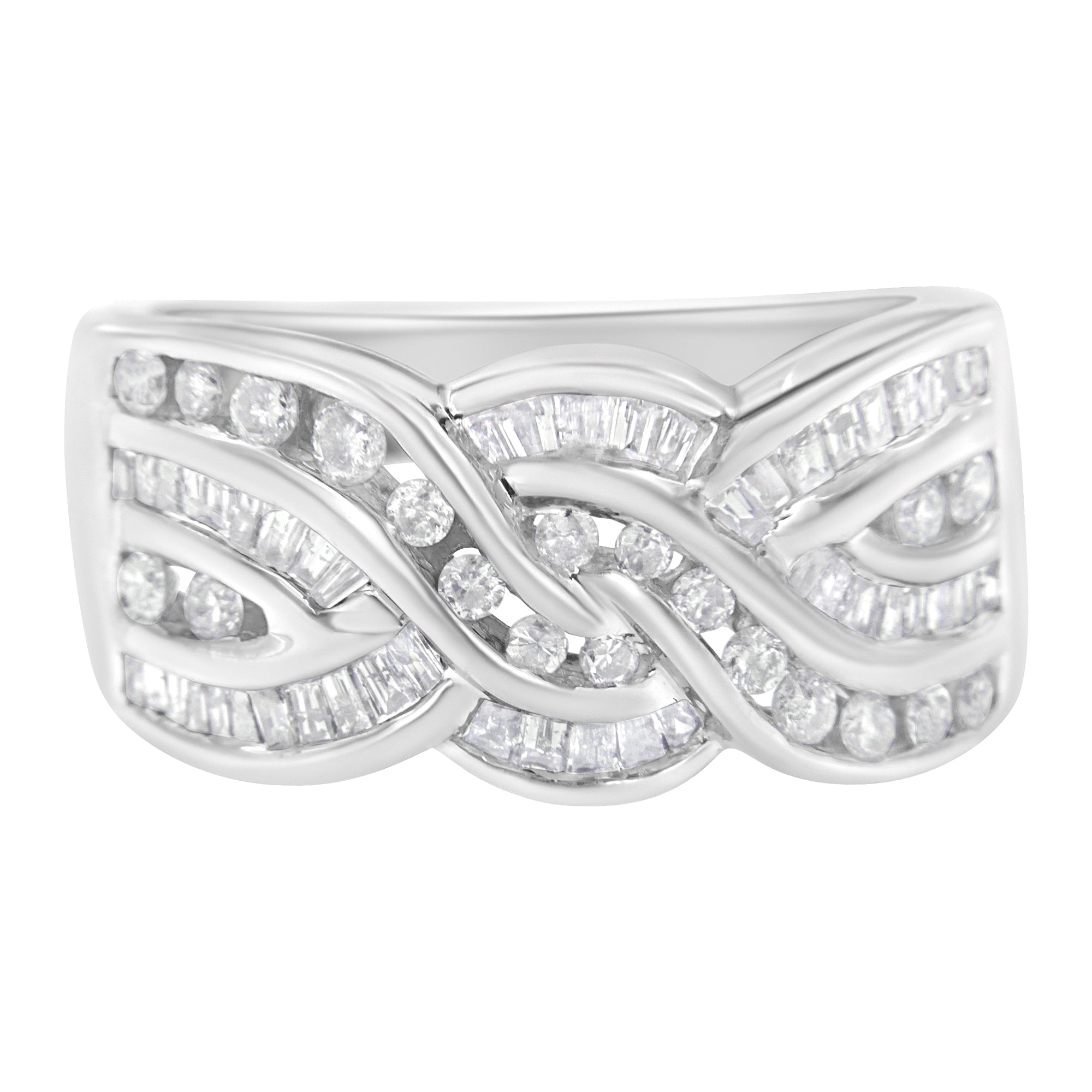 10K White Gold Diamond Bypass Ring (1 Cttw, H-I Color, I1-I2 Clarity) - Size 6-3/4 by Bids.com