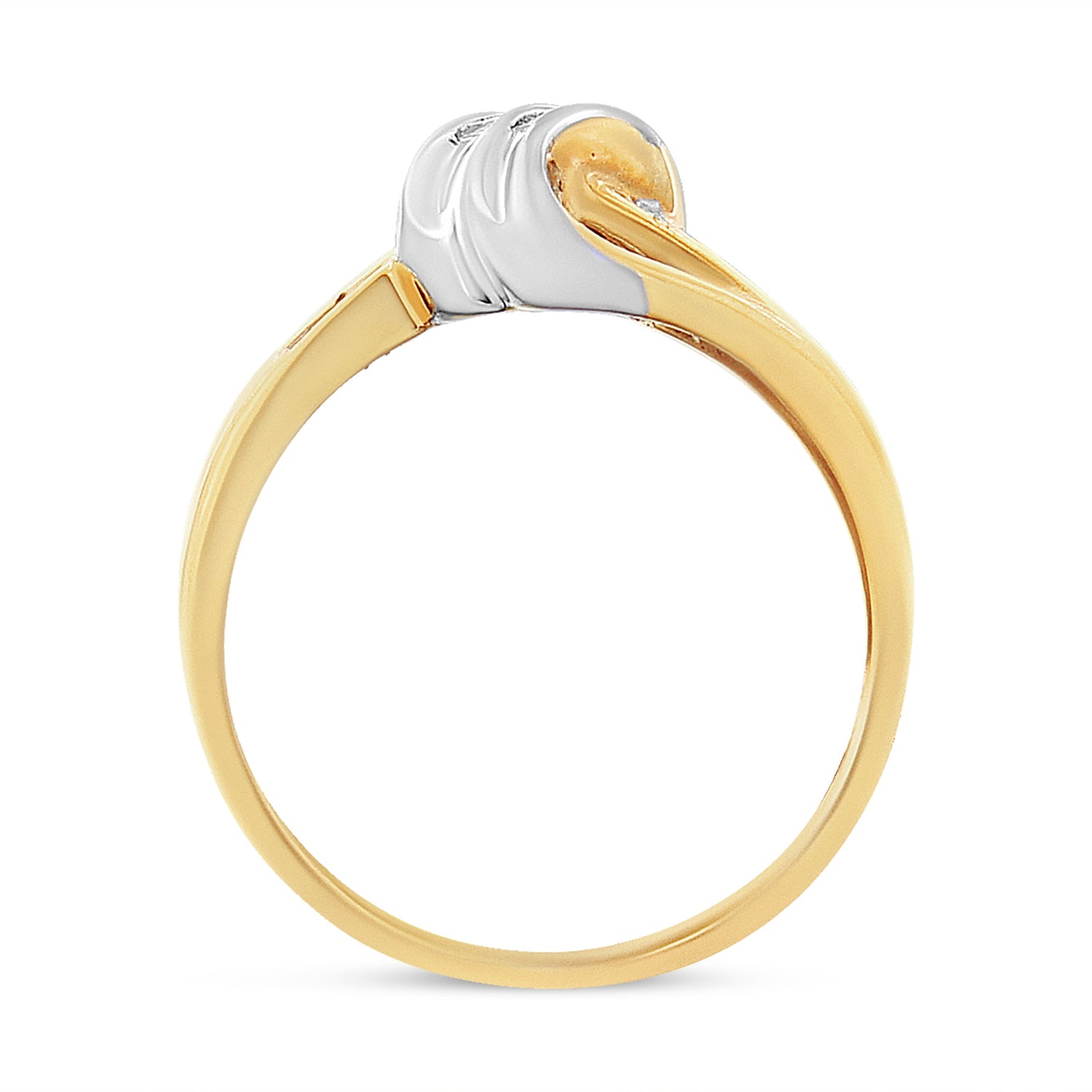 10K Yellow and White Gold 1.00 Cttw Round And Baguette-Cut Diamond Accent Bypass Ring (H-I Color, I2-I3 Clarity) - Ring Size 7 by Bids.com
