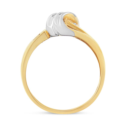 10K Yellow and White Gold 1.00 Cttw Round And Baguette-Cut Diamond Accent Bypass Ring (H-I Color, I2-I3 Clarity) - Ring Size 7 by Bids.com