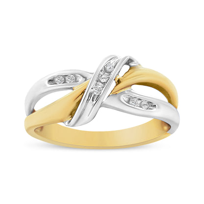 10K Yellow and White Gold 1/20 Cttw Round-Cut Diamond Bypass Ring (I2 Color, I-J Clarity) by Bids.com