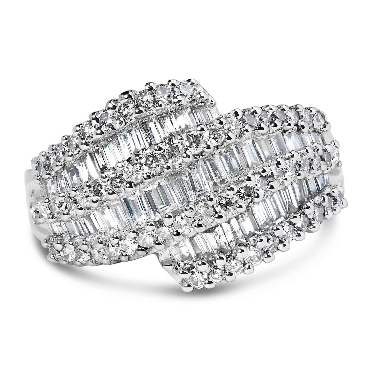 14K White Gold Diamond Cocktail Ring Band (1 3/4 Cttw, H-I Color, SI2-I1 Clarity) - Size 6-1/2 by Bids.com