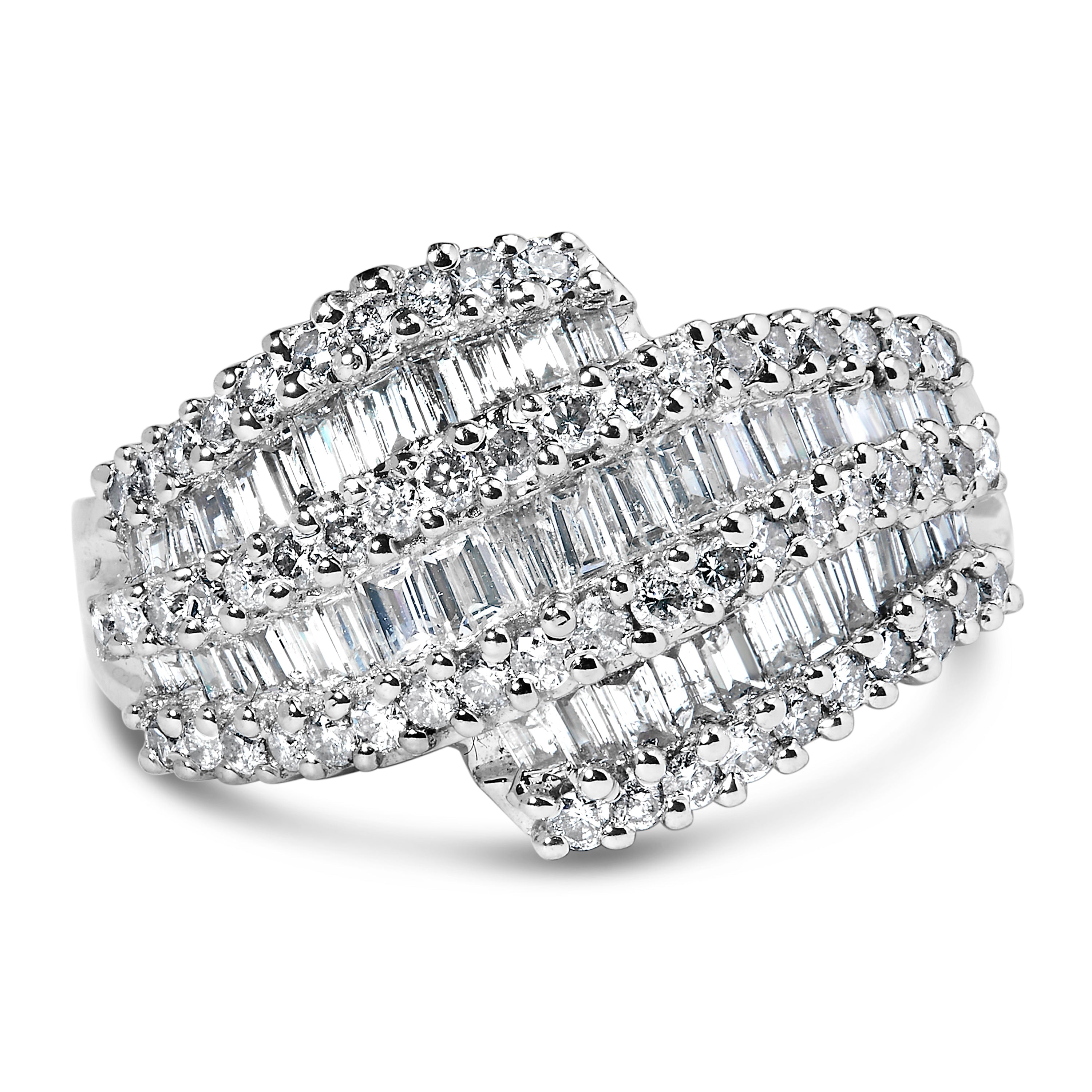 14K White Gold Diamond Cocktail Ring Band (1 3/4 Cttw, H-I Color, SI2-I1 Clarity) - Size 6-1/2 by Bids.com