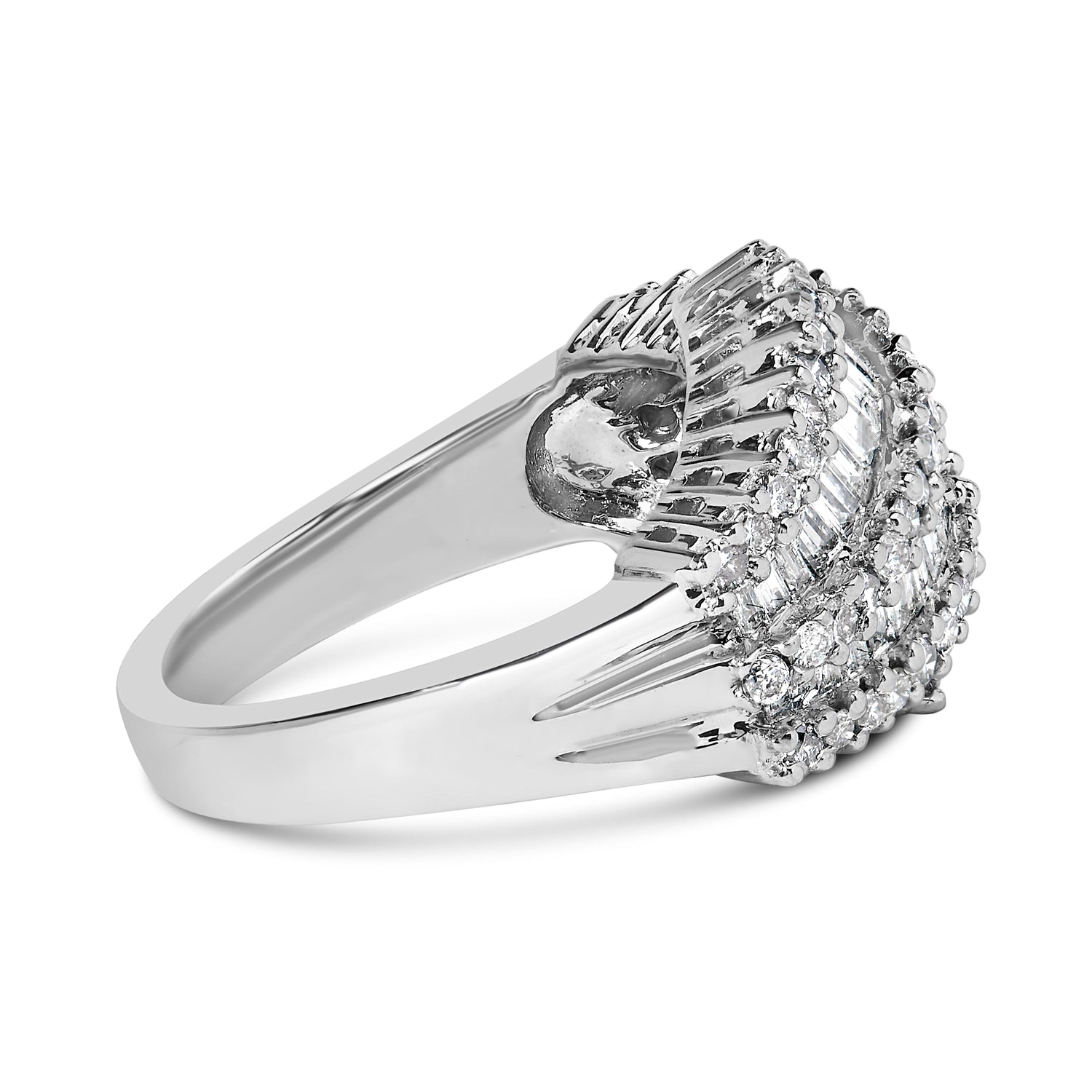 14K White Gold Diamond Cocktail Ring Band (1 3/4 Cttw, H-I Color, SI2-I1 Clarity) - Size 6-1/2 by Bids.com
