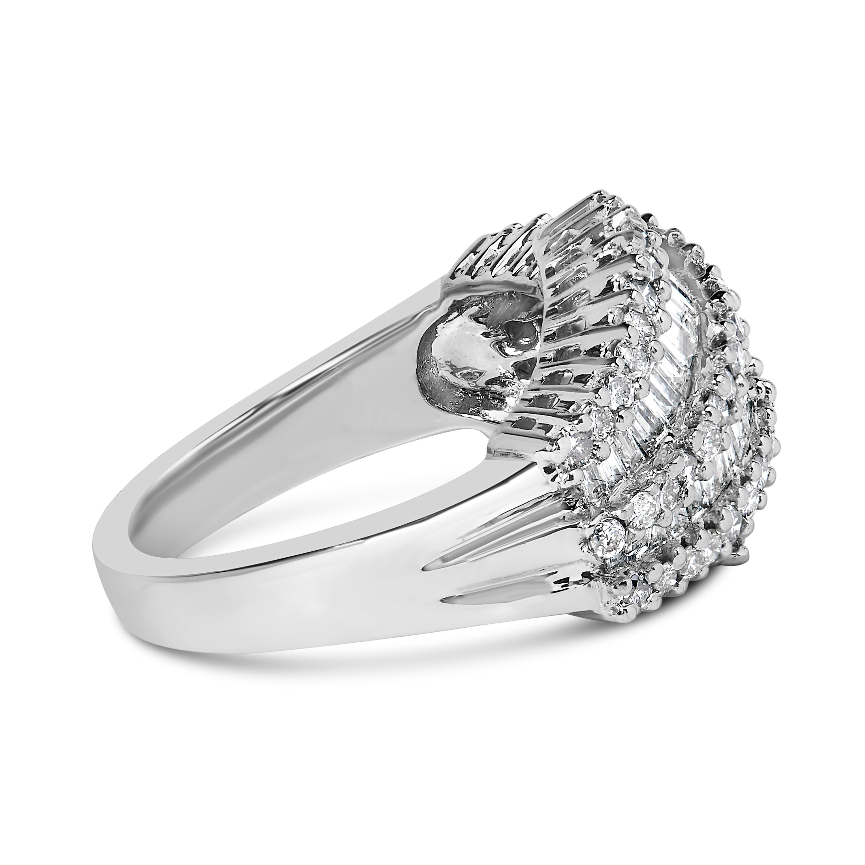 14K White Gold Diamond Cocktail Ring Band (1 3/4 Cttw, H-I Color, SI2-I1 Clarity) - Size 6-1/2 by Bids.com