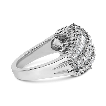 14K White Gold Diamond Cocktail Ring Band (1 3/4 Cttw, H-I Color, SI2-I1 Clarity) - Size 6-1/2 by Bids.com