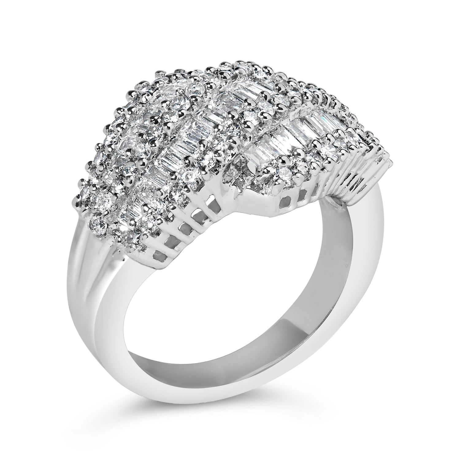 14K White Gold Diamond Cocktail Ring Band (1 3/4 Cttw, H-I Color, SI2-I1 Clarity) - Size 6-1/2 by Bids.com