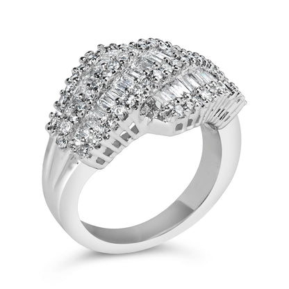 14K White Gold Diamond Cocktail Ring Band (1 3/4 Cttw, H-I Color, SI2-I1 Clarity) - Size 6-1/2 by Bids.com