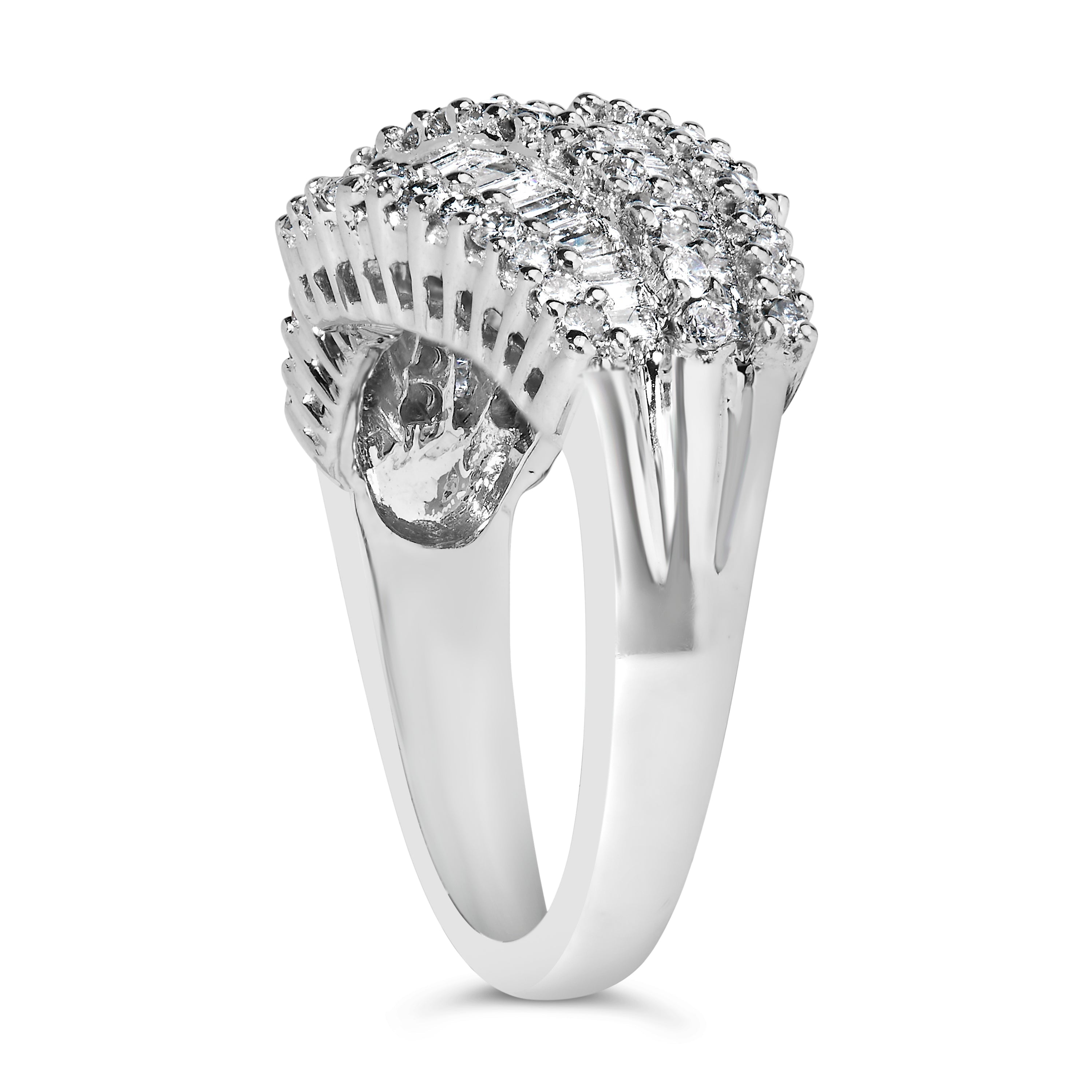14K White Gold Diamond Cocktail Ring Band (1 3/4 Cttw, H-I Color, SI2-I1 Clarity) - Size 6-1/2 by Bids.com