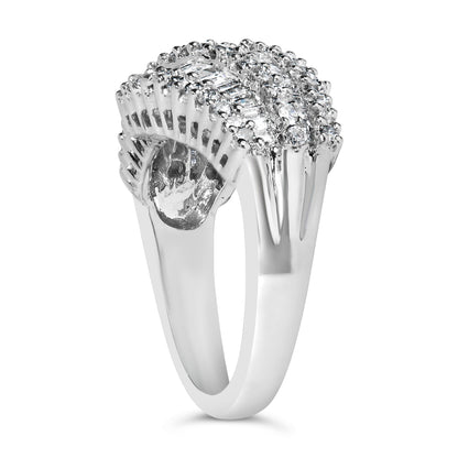 14K White Gold Diamond Cocktail Ring Band (1 3/4 Cttw, H-I Color, SI2-I1 Clarity) - Size 6-1/2 by Bids.com