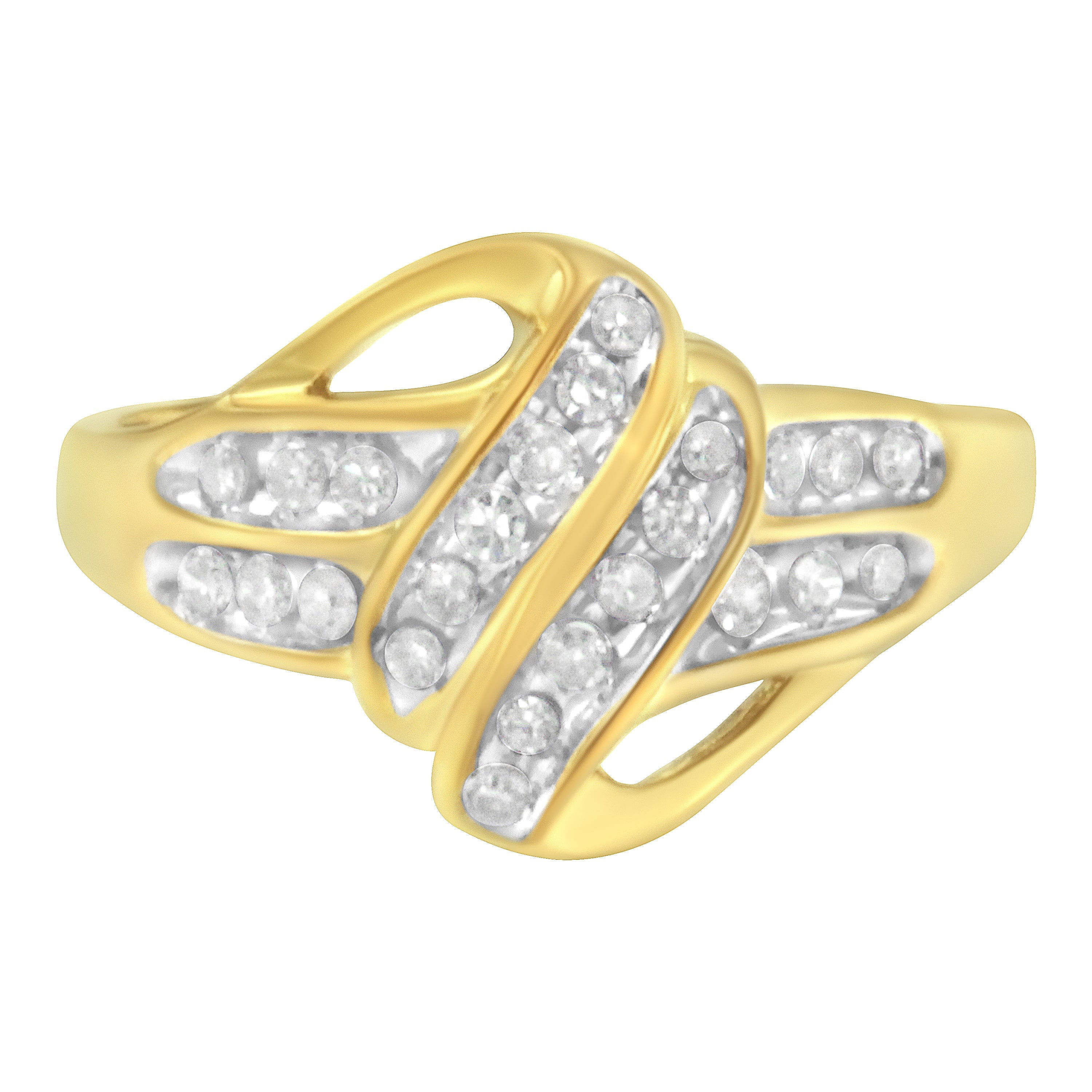 10K Yellow Gold Plated .925 Sterling Silver 1.0 Cttw Diamond Flower Cluster Open Halo Floral Ring (J-K Color, I2-I3 Clarity) - Size 6  DestGlow
