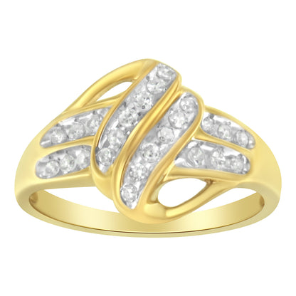 10K Yellow Gold Plated .925 Sterling Silver 1.0 Cttw Diamond Flower Cluster Open Halo Floral Ring (J-K Color, I2-I3 Clarity) - Size 6  DestGlow