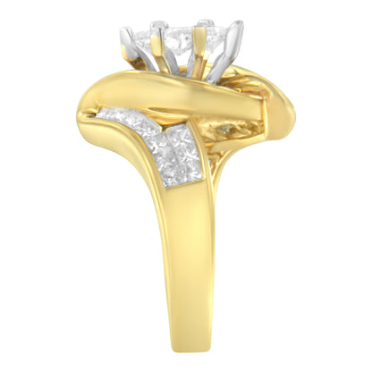14K Yellow Gold Princess, Baguette, and Pie cut Diamond Marquise Shaped Ring (1 1/4 Cttw, G-H Color, SI1-SI2 Clarity) - Size 5-1/2 by Bids.com