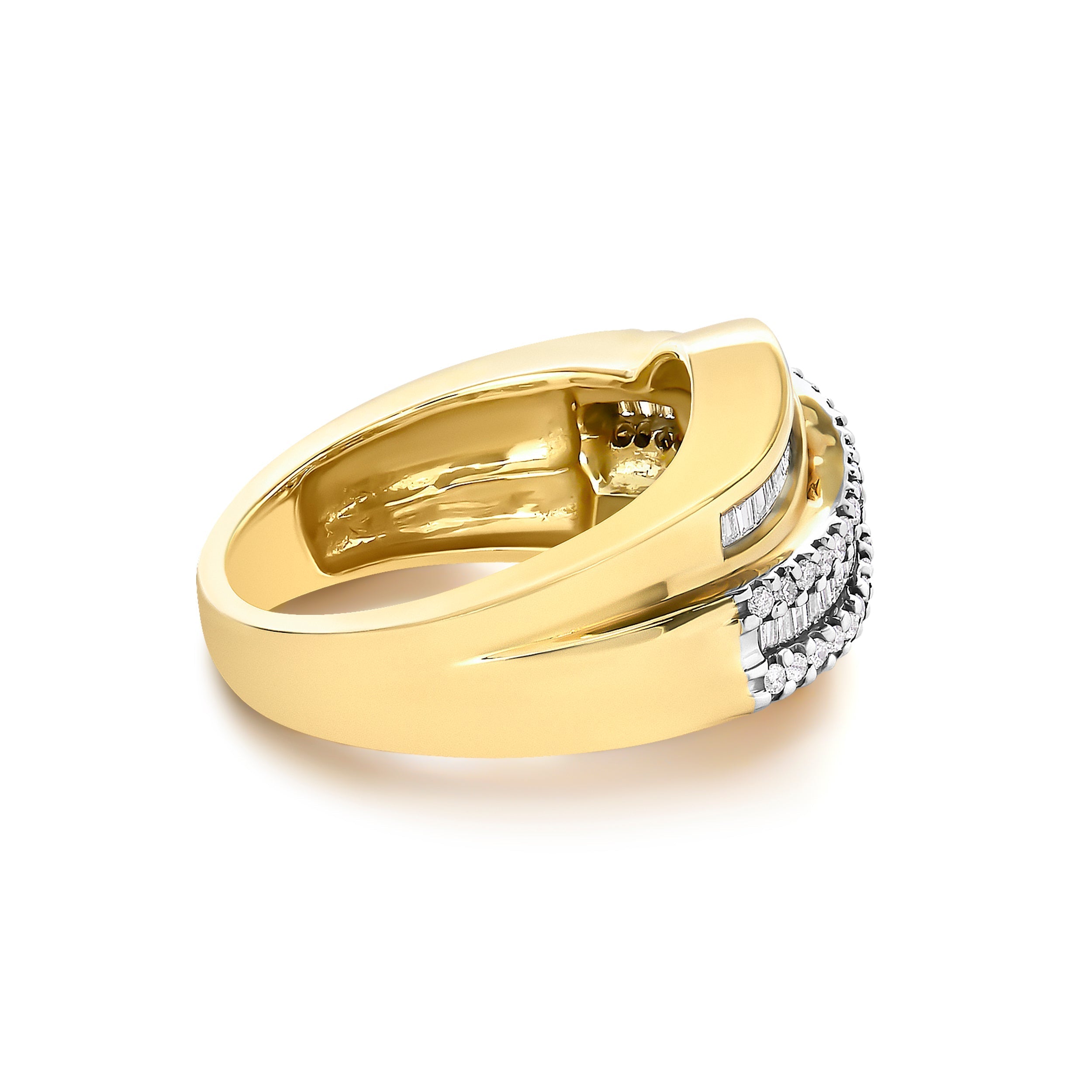 14K Yellow Gold 1.0 Cttw Diamond Wave Design Band Ring  DestGlow