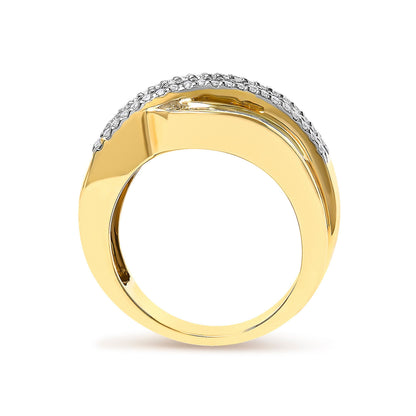 14K Yellow Gold 1.0 Cttw Diamond Wave Design Band Ring  DestGlow