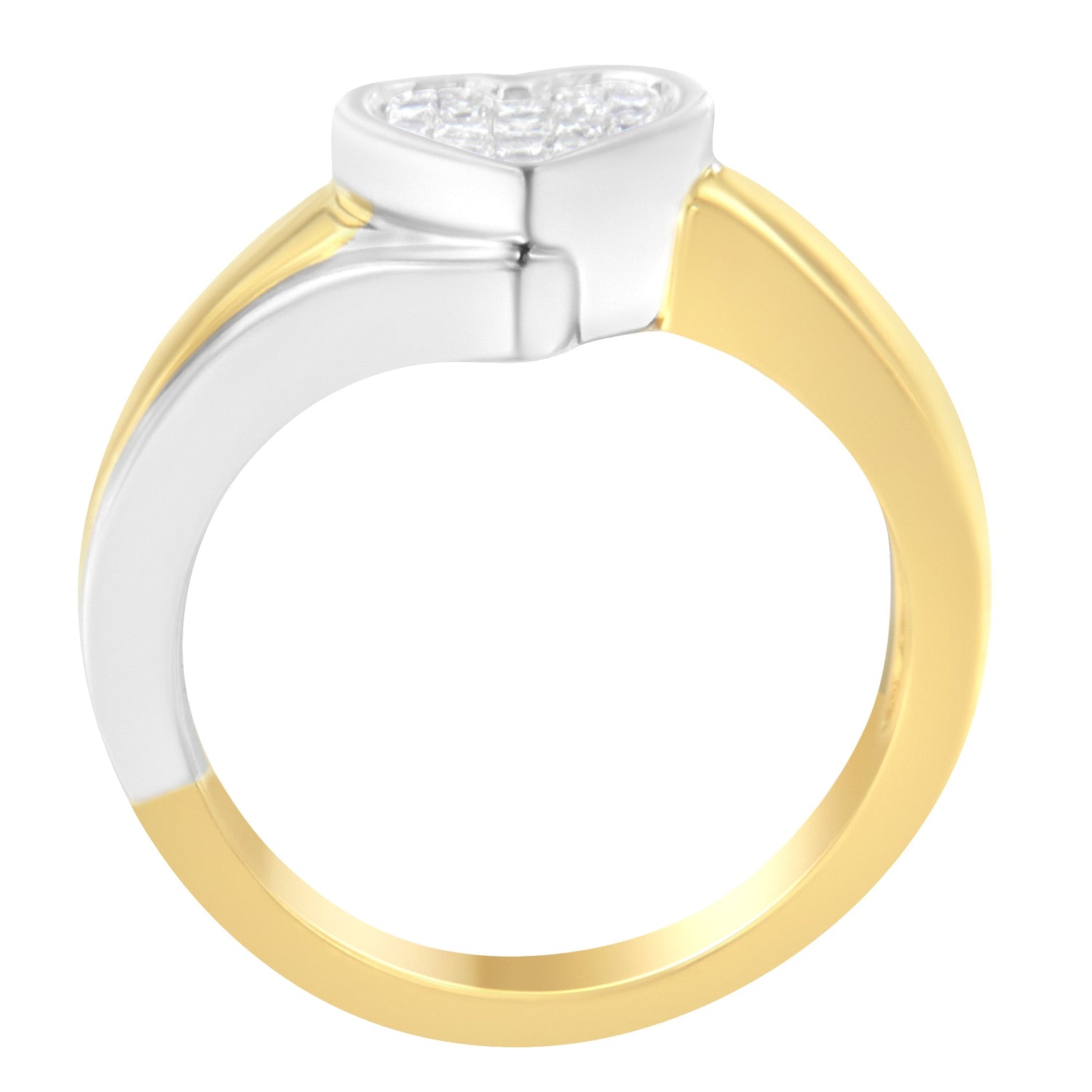 14K Two-Toned Gold Princess-Cut Diamond Heart Promise Ring (1/4 Cttw, H-I Color, I1-I2 Clarity) - Size 6 by Bids.com