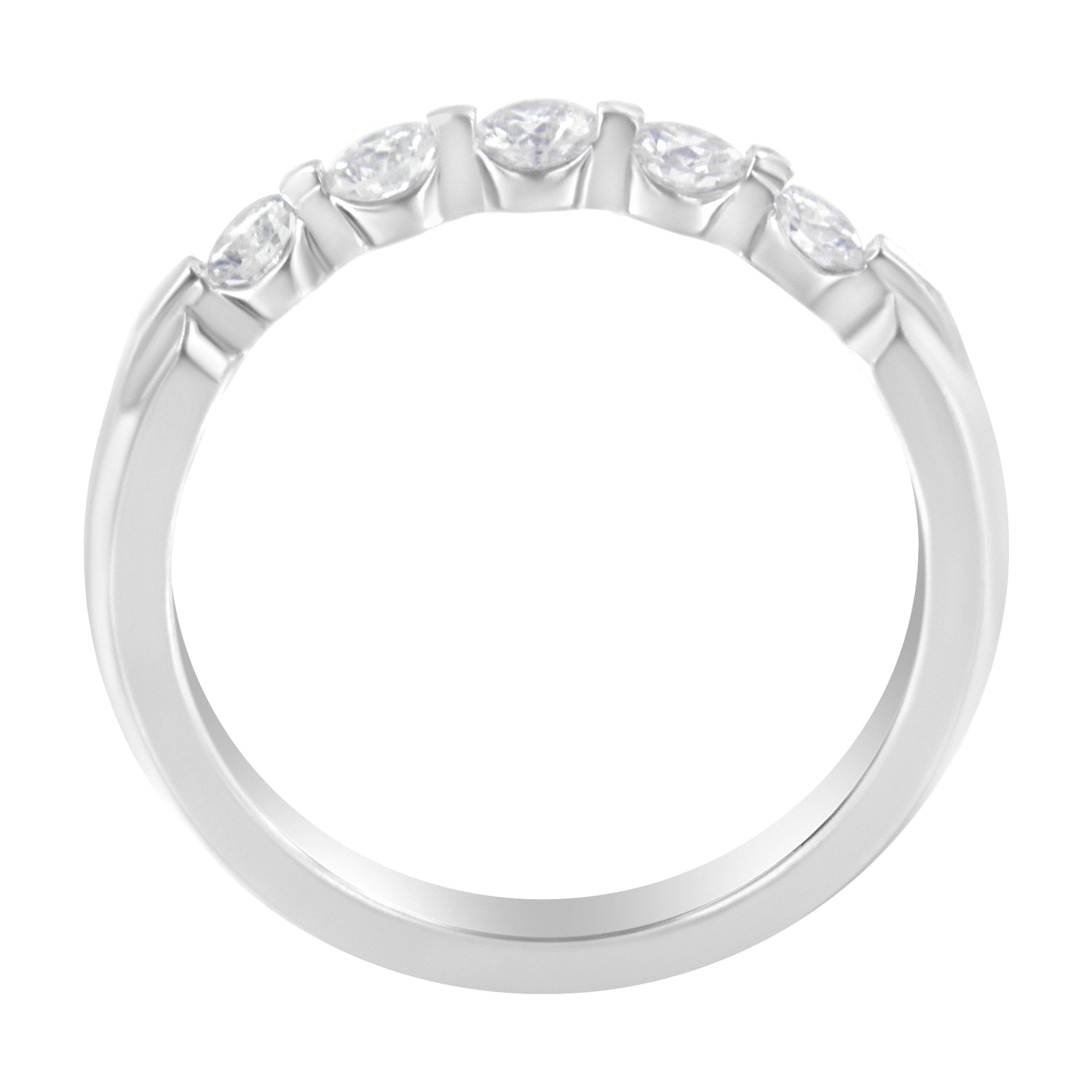 14K White Gold 1/2 cttw Diamond 5-Stone Band Ring (H-I Clarity, SI2-I1 Color) - Size 7 by Bids.com