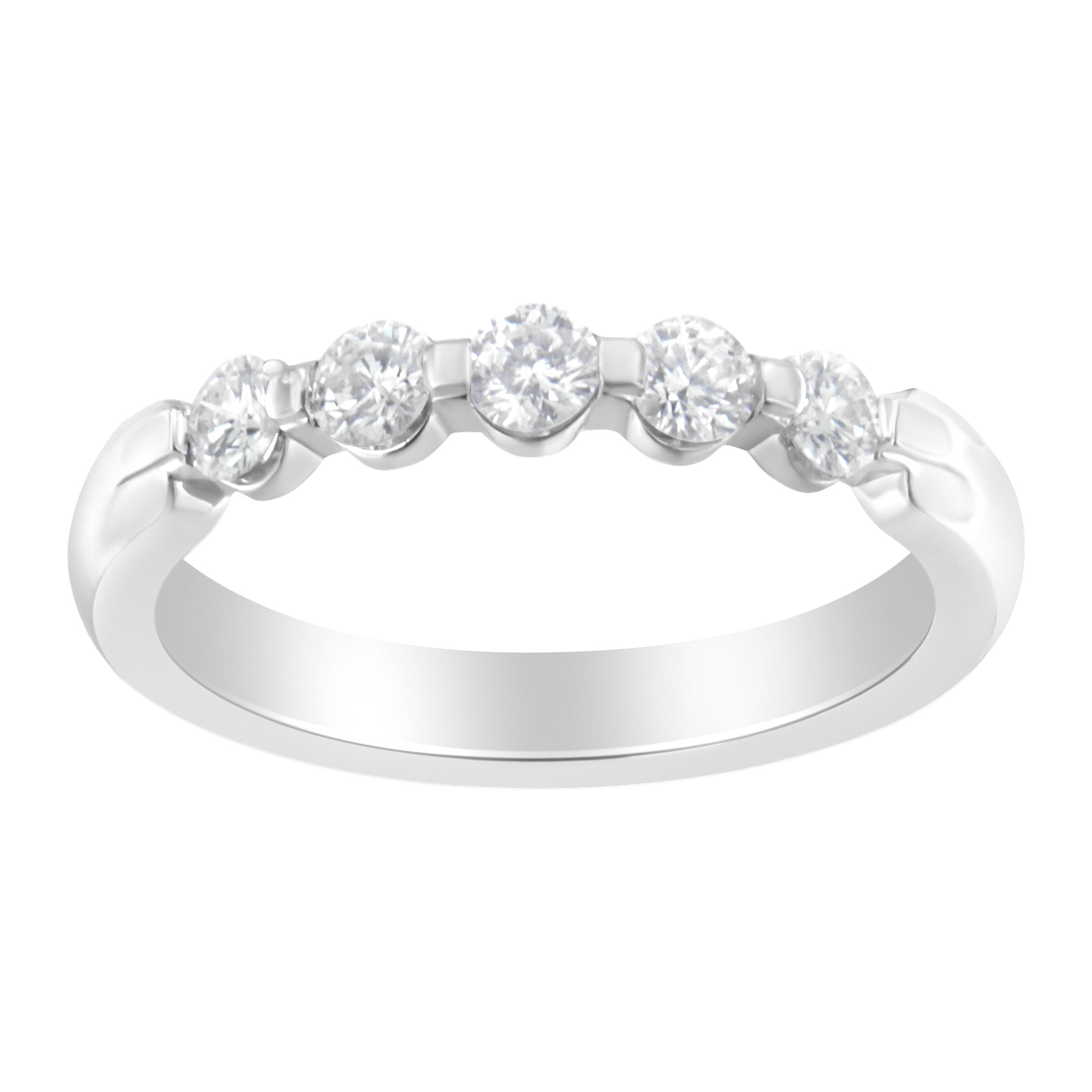 14K White Gold 1/2 cttw Diamond 5-Stone Band Ring (H-I Clarity, SI2-I1 Color) - Size 7 by Bids.com