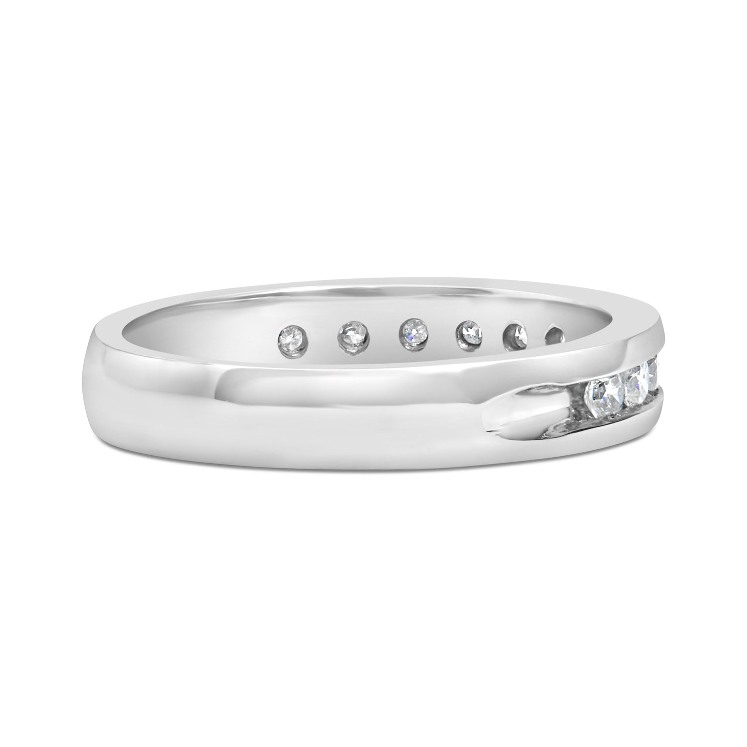 IGI Certified 1/2 Cttw Round Brilliant Cut Diamond 18K White Gold Channel Set Eternity Style Wedding Band Ring (H-I Color, I1-I2 Clarity) - Size 7 by Bids.com