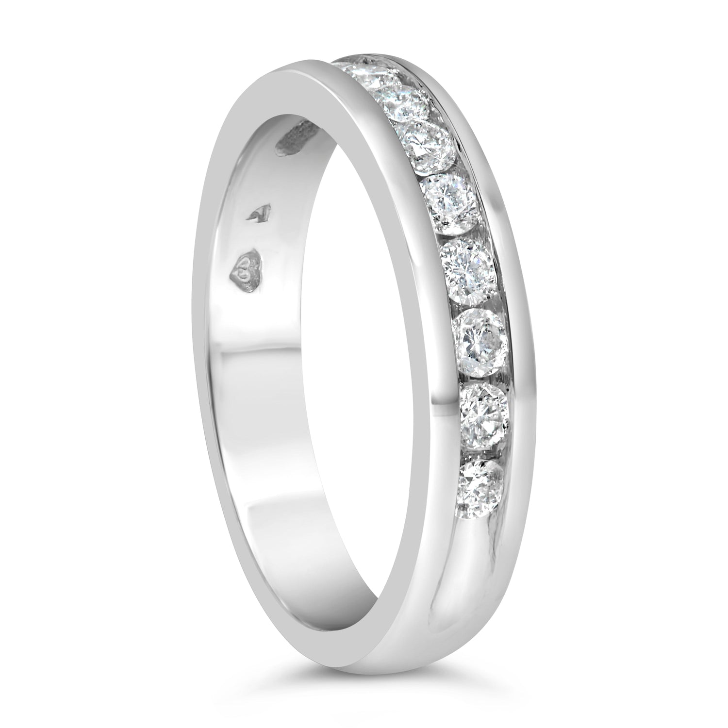 IGI Certified 1/2 Cttw Round Brilliant Cut Diamond 18K White Gold Channel Set Eternity Style Wedding Band Ring (H-I Color, I1-I2 Clarity) - Size 7 by Bids.com