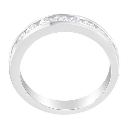 IGI Certified 1.0 Cttw Diamond 18K White Gold Channel-Set Half-Eternity Band Wedding Ring (E-F Color, I1-I2 Clarity) - Size 5-1/2 by Bids.com