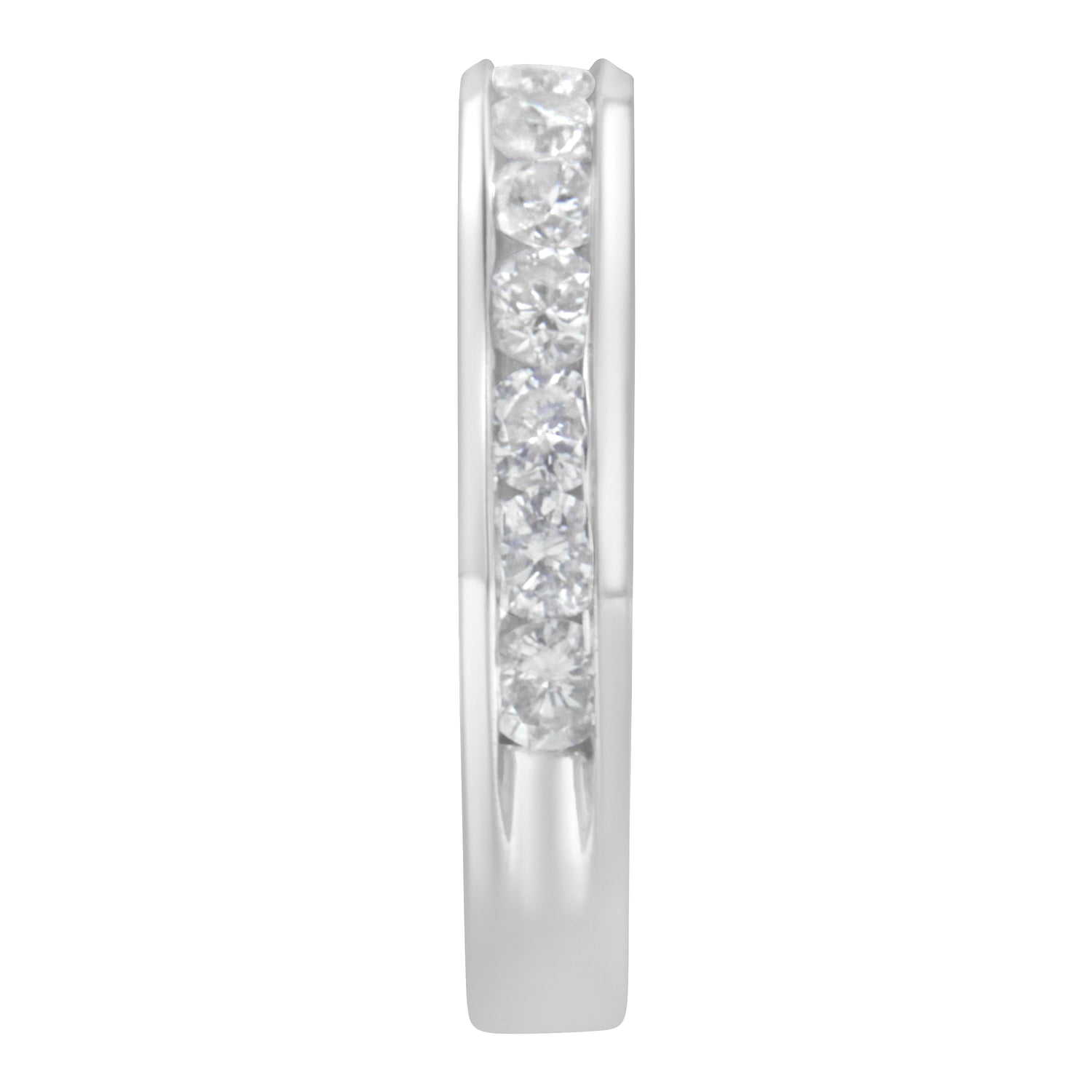 IGI Certified 1.0 Cttw Diamond 18K White Gold Channel-Set Half-Eternity Band Wedding Ring (E-F Color, I1-I2 Clarity) - Size 5-1/2 by Bids.com