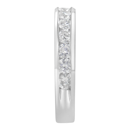 IGI Certified 1.0 Cttw Diamond 18K White Gold Channel-Set Half-Eternity Band Wedding Ring (E-F Color, I1-I2 Clarity) - Size 5-1/2 by Bids.com