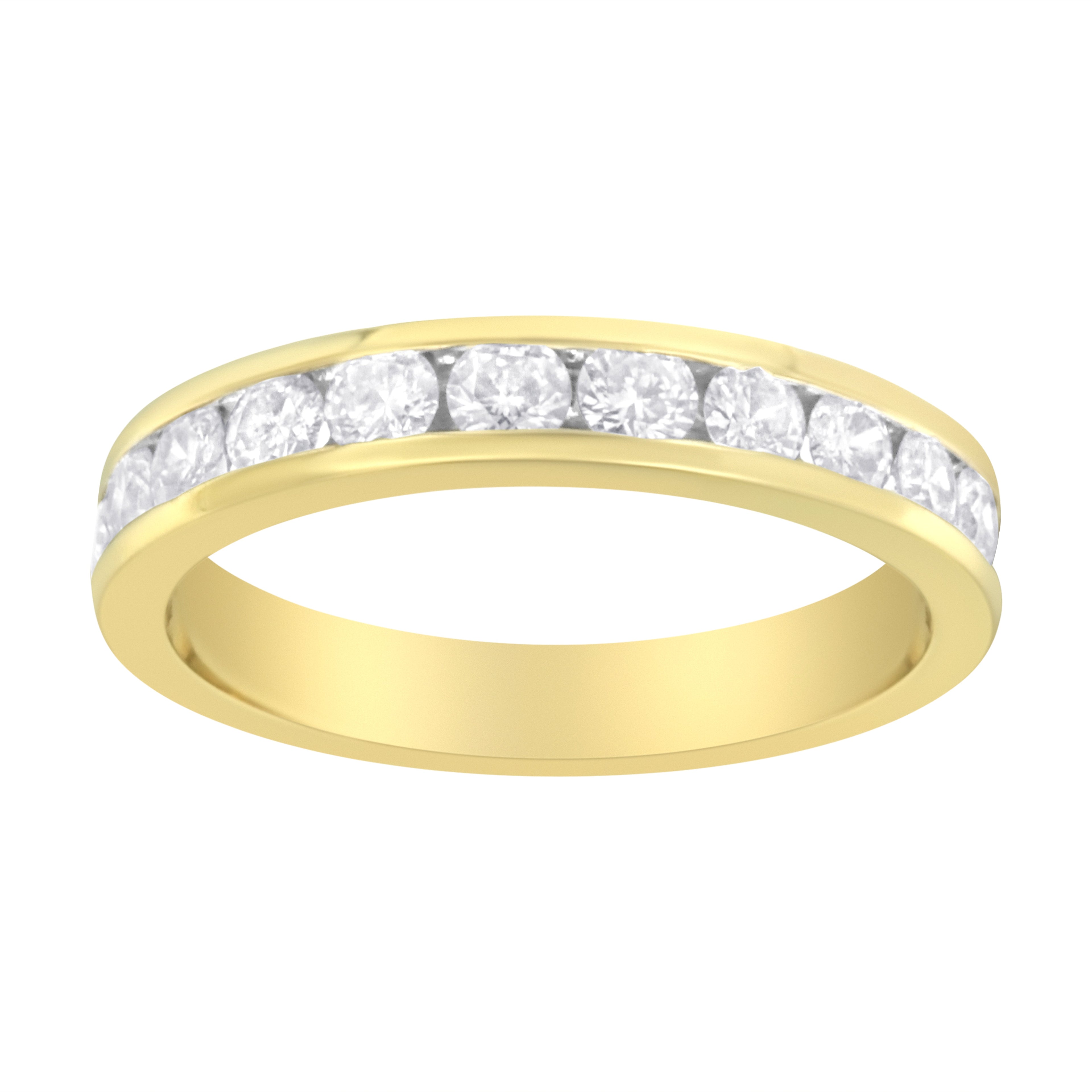 IGI Certified 18K Yellow Gold 1.0 Cttw Channel Set Round-Cut Diamond 11 Stone Anniversary/Wedding Band Ring (I-J Color, I1-I2 Clarity) - Size 9.5  DestGlow