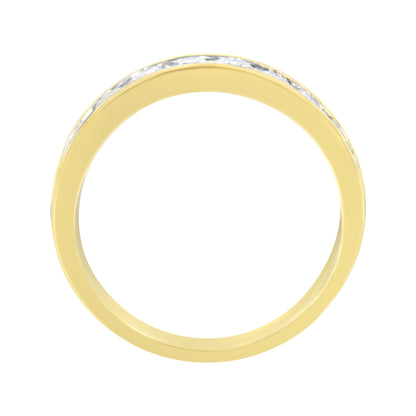 IGI Certified 18K Yellow Gold 1.0 Cttw Channel Set Round-Cut Diamond 11 Stone Anniversary/Wedding Band Ring (I-J Color, I1-I2 Clarity) - Size 9.5  DestGlow